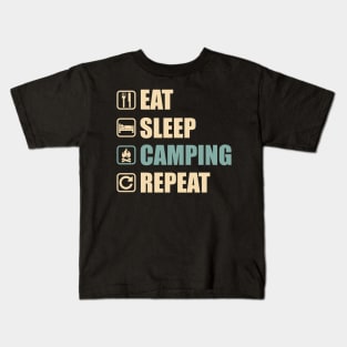 Eat Sleep Camping Repeat - Funny Camping Lovers Gift Kids T-Shirt